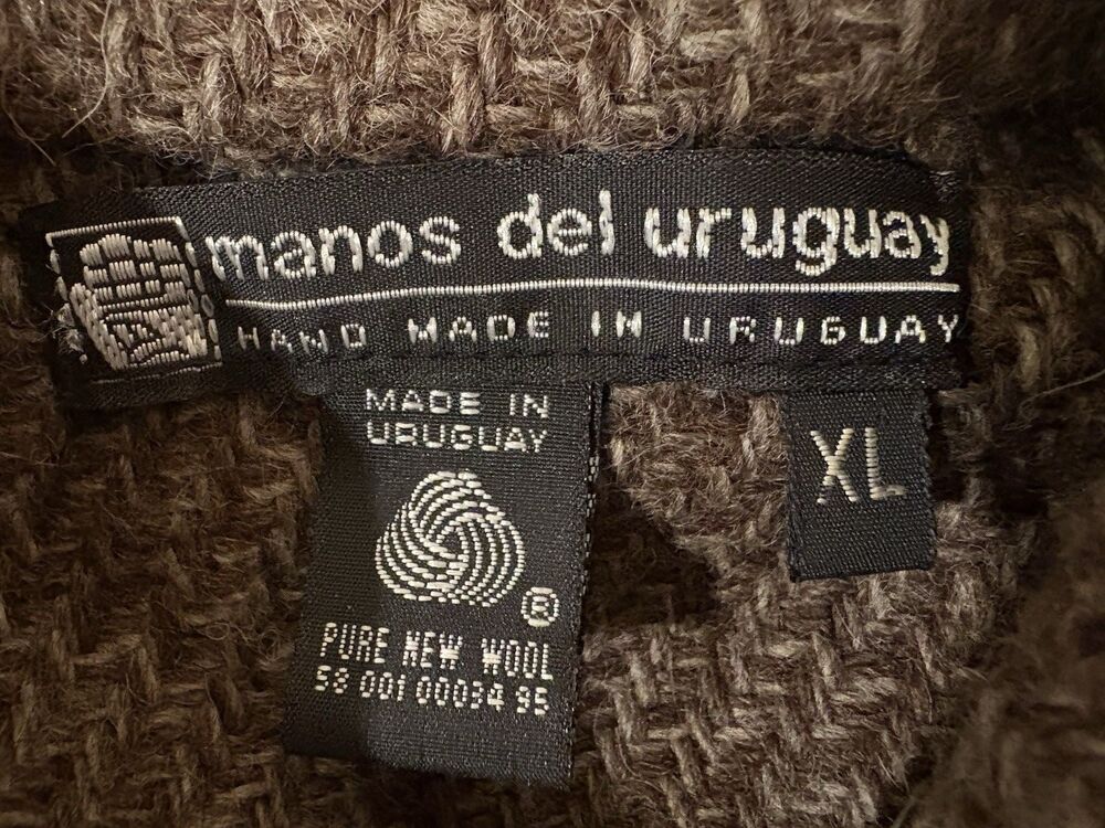 Manos Del Uruguay womens Vintage Brown 100% Wool Hand Made Long Midi Poncho Wrap - Picture 4 of 5